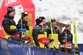 10.12.2022, Bad Gastein, Austria (AUT): Torgeir Sulen Hovland (NOR), Eddie Edstroem (SWE), Anton Mickelson Elvseth (SWE), Ida Dahl (SWE), Linn Soemskar (SWE), Frida Hallquist (SWE), 1st place, - Visma Ski Classics Bad Gastein Pro Team Tempo - Bad Gastein (AUT). www.nordicfocus.com. © Reichert/NordicFocus. Every downloaded picture is fee-liable.