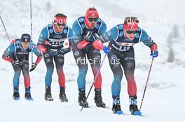 10.12.2022, Bad Gastein, Austria (AUT): Thomas Joly (FRA), Paul Combey (FRA), Antoine Auger (FRA), Jeremy Royer (FRA), (l-r) - Visma Ski Classics Bad Gastein Pro Team Tempo - Bad Gastein (AUT). www.nordicfocus.com. © Reichert/NordicFocus. Every downloaded picture is fee-liable.