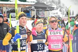 10.12.2022, Bad Gastein, Austria (AUT): Amund Riege (NOR), Johannes Ekloef (SWE), Herman Paus (NOR), (l-r) - Visma Ski Classics Bad Gastein Pro Team Tempo - Bad Gastein (AUT). www.nordicfocus.com. © Reichert/NordicFocus. Every downloaded picture is fee-liable.