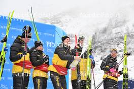 10.12.2022, Bad Gastein, Austria (AUT): Torgeir Sulen Hovland (NOR), Eddie Edstroem (SWE), Anton Mickelson Elvseth (SWE), Ida Dahl (SWE), Linn Soemskar (SWE), Frida Hallquist (SWE), 1st place - Visma Ski Classics Bad Gastein Pro Team Tempo - Bad Gastein (AUT). www.nordicfocus.com. © Reichert/NordicFocus. Every downloaded picture is fee-liable.