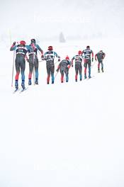 10.12.2022, Bad Gastein, Austria (AUT): Jeremy Royer (FRA), Thomas Joly (FRA), Paul Combey (FRA), Antoine Auger (FRA), Matis Leray (FRA), Brice Milici (FRA), Arnaud Du Pasquier (SUI), (l-r) - Visma Ski Classics Bad Gastein Pro Team Tempo - Bad Gastein (AUT). www.nordicfocus.com. © Reichert/NordicFocus. Every downloaded picture is fee-liable.