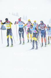 11.12.2022, Bad Gastein, Austria (AUT): Ida Dahl (SWE), Jenny Larsson (SWE), Ida Palmberg (SWE), Linn Soemskar (SWE), Astrid Oyre Slind (NOR), (l-r) - Visma Ski Classics Bad Gastein Criterium - Bad Gastein (AUT). www.nordicfocus.com. © Reichert/NordicFocus. Every downloaded picture is fee-liable.