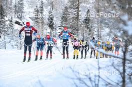 17.12.2022, Val Venosta, Italy (ITA): Johan Hoel (NOR), Max Novak (SWE), Kasper Stadaas (NOR), Andreas Nygaard (NOR), Amund Riege (NOR), Axel Jutterstroem (SWE), (l-r) - Visma Ski Classics La Venosta Criterium - Val Venosta (ITA). www.nordicfocus.com. © Reichert/NordicFocus. Every downloaded picture is fee-liable.
