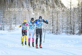 17.12.2022, Val Venosta, Italy (ITA): Alfred Buskqvist (SWE), Viktor Maeenpaeae (FIN), Klas Nilsson (SWE), (l-r) - Visma Ski Classics La Venosta Criterium - Val Venosta (ITA). www.nordicfocus.com. © Reichert/NordicFocus. Every downloaded picture is fee-liable.