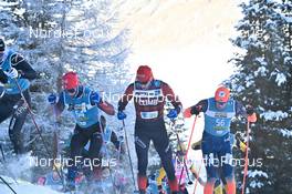 17.12.2022, Val Venosta, Italy (ITA): Tobias Dargatz (GER), Johan Hoel (NOR), Petter Stakston (NOR), (l-r) - Visma Ski Classics La Venosta Criterium - Val Venosta (ITA). www.nordicfocus.com. © Reichert/NordicFocus. Every downloaded picture is fee-liable.