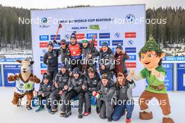 07.01.2023, Pokljuka, Slovenia (SLO): Tommaso Giacomel (ITA), Jonne Kahkonen (FIN), coach Team Italy, (l-r) - IBU World Cup Biathlon, pursuit men, Pokljuka (SLO). www.nordicfocus.com. © Manzoni/NordicFocus. Every downloaded picture is fee-liable.