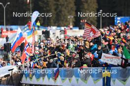 07.01.2023, Pokljuka, Slovenia (SLO): Event Feature: Fans with flags on the grand stand - IBU World Cup Biathlon, pursuit women, Pokljuka (SLO). www.nordicfocus.com. © Manzoni/NordicFocus. Every downloaded picture is fee-liable.