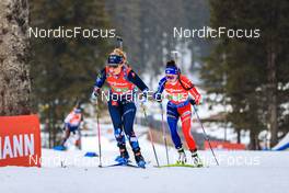 08.01.2023, Pokljuka, Slovenia (SLO): Ingrid Landmark Tandrevold (NOR), Lou Jeanmonnot (FRA), (l-r) - IBU World Cup Biathlon, single mixed relay, Pokljuka (SLO). www.nordicfocus.com. © Manzoni/NordicFocus. Every downloaded picture is fee-liable.