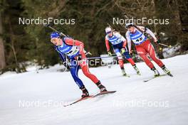 05.01.2023, Pokljuka, Slovenia (SLO): Anais Chevalier-Bouchet (FRA), Lena Haecki-Gross (SUI), (l-r) - IBU World Cup Biathlon, sprint women, Pokljuka (SLO). www.nordicfocus.com. © Manzoni/NordicFocus. Every downloaded picture is fee-liable.
