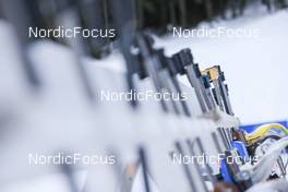03.01.2023, Pokljuka, Slovenia (SLO): Event Feature: Riffles in the riffle rack - IBU World Cup Biathlon, training, Pokljuka (SLO). www.nordicfocus.com. © Manzoni/NordicFocus. Every downloaded picture is fee-liable.