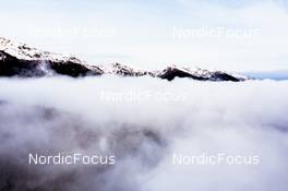 03.01.2023, Pokljuka, Slovenia (SLO): Event Feature: Mountain view over the fog - IBU World Cup Biathlon, training, Pokljuka (SLO). www.nordicfocus.com. © Manzoni/NordicFocus. Every downloaded picture is fee-liable.