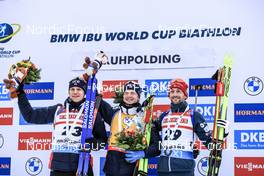 11.01.2023, Ruhpolding, Germany (GER): Vetle Sjaastad Christiansen (NOR), Johannes Thingnes Boe (NOR), Jakov Fak (SLO), (l-r) - IBU World Cup Biathlon, individual men, Ruhpolding (GER). www.nordicfocus.com. © Manzoni/NordicFocus. Every downloaded picture is fee-liable.