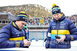 12.01.2023, Ruhpolding, Germany (GER): Johannes Lukas (GER), Mattias Nilsson (SWE), (l-r) - IBU World Cup Biathlon, individual women, Ruhpolding (GER). www.nordicfocus.com. © Manzoni/NordicFocus. Every downloaded picture is fee-liable.