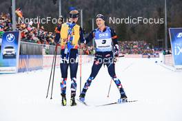 15.01.2023, Ruhpolding, Germany (GER): Johannes Thingnes Boe (NOR), Vetle Sjaastad Christiansen (NOR), (l-r) - IBU World Cup Biathlon, mass men, Ruhpolding (GER). www.nordicfocus.com. © Manzoni/NordicFocus. Every downloaded picture is fee-liable.