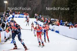 15.01.2023, Ruhpolding, Germany (GER): Ragnhild Femsteinevik (NOR), Emma Lunder (CAN), Anais Chevalier-Bouchet (FRA), (l-r) - IBU World Cup Biathlon, mass women, Ruhpolding (GER). www.nordicfocus.com. © Manzoni/NordicFocus. Every downloaded picture is fee-liable.