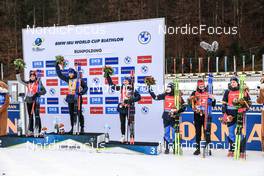 15.01.2023, Ruhpolding, Germany (GER): Lisa Vittozzi (ITA), Julia Simon (FRA), Anais Chevalier-Bouchet (FRA), Linn Persson (SWE), Vanessa Voigt (GER), Hanna Oeberg (SWE), (l-r) - IBU World Cup Biathlon, mass women, Ruhpolding (GER). www.nordicfocus.com. © Manzoni/NordicFocus. Every downloaded picture is fee-liable.