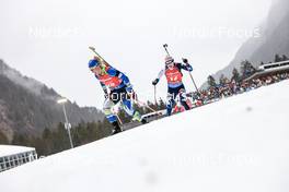 15.01.2023, Ruhpolding, Germany (GER): Yuliia Dzhima (UKR), Mari Eder (FIN), (l-r) - IBU World Cup Biathlon, mass women, Ruhpolding (GER). www.nordicfocus.com. © Manzoni/NordicFocus. Every downloaded picture is fee-liable.