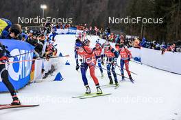 15.01.2023, Ruhpolding, Germany (GER): Lou Jeanmonnot (FRA), Mari Eder (FIN), Sophie Chauveau (FRA), (l-r) - IBU World Cup Biathlon, mass women, Ruhpolding (GER). www.nordicfocus.com. © Manzoni/NordicFocus. Every downloaded picture is fee-liable.