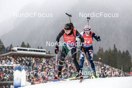 15.01.2023, Ruhpolding, Germany (GER): Dorothea Wierer (ITA), Mari Eder (FIN), (l-r) - IBU World Cup Biathlon, mass women, Ruhpolding (GER). www.nordicfocus.com. © Manzoni/NordicFocus. Every downloaded picture is fee-liable.