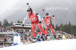 15.01.2023, Ruhpolding, Germany (GER): Lena Haecki Gross (SUI), Aita Gasparin (SUI), (l-r) - IBU World Cup Biathlon, mass women, Ruhpolding (GER). www.nordicfocus.com. © Manzoni/NordicFocus. Every downloaded picture is fee-liable.