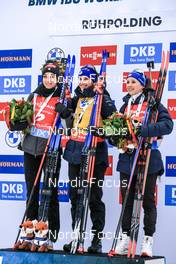 15.01.2023, Ruhpolding, Germany (GER): Lisa Vittozzi (ITA), Julia Simon (FRA), Anais Chevalier-Bouchet (FRA), (l-r) - IBU World Cup Biathlon, mass women, Ruhpolding (GER). www.nordicfocus.com. © Manzoni/NordicFocus. Every downloaded picture is fee-liable.