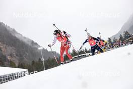 15.01.2023, Ruhpolding, Germany (GER): Lena Haecki Gross (SUI), Ingrid Landmark Tandrevold (NOR), (l-r) - IBU World Cup Biathlon, mass women, Ruhpolding (GER). www.nordicfocus.com. © Manzoni/NordicFocus. Every downloaded picture is fee-liable.