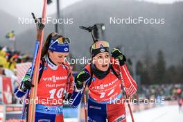 15.01.2023, Ruhpolding, Germany (GER): Anais Chevalier-Bouchet (FRA), Chloe Chevalier (FRA), (l-r) - IBU World Cup Biathlon, mass women, Ruhpolding (GER). www.nordicfocus.com. © Manzoni/NordicFocus. Every downloaded picture is fee-liable.