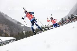15.01.2023, Ruhpolding, Germany (GER): Mari Eder (FIN), Jessica Jislova (CZE), (l-r) - IBU World Cup Biathlon, mass women, Ruhpolding (GER). www.nordicfocus.com. © Manzoni/NordicFocus. Every downloaded picture is fee-liable.