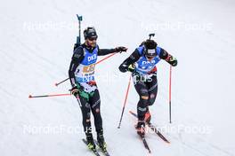 13.01.2023, Ruhpolding, Germany (GER): Patrick Braunhofer (ITA), Tommaso Giacomel (ITA), (l-r) - IBU World Cup Biathlon, relay men, Ruhpolding (GER). www.nordicfocus.com. © Manzoni/NordicFocus. Every downloaded picture is fee-liable.