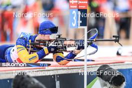 13.01.2023, Ruhpolding, Germany (GER): Sebastian Samuelsson (SWE) - IBU World Cup Biathlon, relay men, Ruhpolding (GER). www.nordicfocus.com. © Manzoni/NordicFocus. Every downloaded picture is fee-liable.