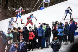 13.01.2023, Ruhpolding, Germany (GER): Sebastian Stalder (SUI), Michal Krcmar (CZE), David Komatz (AUT), (l-r) - IBU World Cup Biathlon, relay men, Ruhpolding (GER). www.nordicfocus.com. © Manzoni/NordicFocus. Every downloaded picture is fee-liable.
