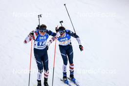 13.01.2023, Ruhpolding, Germany (GER): Maxime Germain (USA), Jake Brown (USA), (l-r) - IBU World Cup Biathlon, relay men, Ruhpolding (GER). www.nordicfocus.com. © Manzoni/NordicFocus. Every downloaded picture is fee-liable.