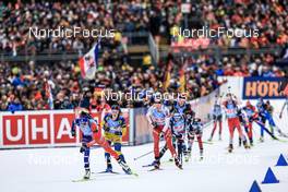 14.01.2023, Ruhpolding, Germany (GER): Lou Jeanmonnot (FRA), Mona Brorsson (SWE), Amy Baserga (SUI), (l-r) - IBU World Cup Biathlon, relay women, Ruhpolding (GER). www.nordicfocus.com. © Manzoni/NordicFocus. Every downloaded picture is fee-liable.