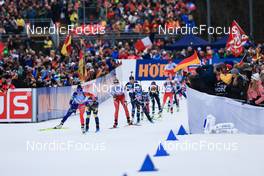 14.01.2023, Ruhpolding, Germany (GER): Lou Jeanmonnot (FRA), Mona Brorsson (SWE), Amy Baserga (SUI), Samuela Comola (ITA), (l-r) - IBU World Cup Biathlon, relay women, Ruhpolding (GER). www.nordicfocus.com. © Manzoni/NordicFocus. Every downloaded picture is fee-liable.