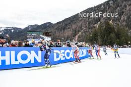 14.01.2023, Ruhpolding, Germany (GER): Karoline Offigstad Knotten (NOR), Amy Baserga (SUI), Dunja Zdouc (AUT), Lou Jeanmonnot (FRA), Samuela Comola (ITA), Mona Brorsson (SWE), (l-r) - IBU World Cup Biathlon, relay women, Ruhpolding (GER). www.nordicfocus.com. © Manzoni/NordicFocus. Every downloaded picture is fee-liable.