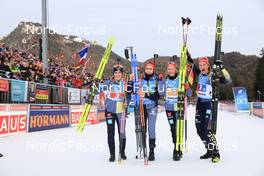 14.01.2023, Ruhpolding, Germany (GER): Anna Weidel (GER), Vanessa Voigt (GER), Sophia Schneider (GER), Denise Herrmann-Wick (GER), (l-r) - IBU World Cup Biathlon, relay women, Ruhpolding (GER). www.nordicfocus.com. © Manzoni/NordicFocus. Every downloaded picture is fee-liable.