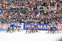 14.01.2023, Ruhpolding, Germany (GER): Mona Brorsson (SWE), Lou Jeanmonnot (FRA), Anna Weidel (GER), Karoline Offigstad Knotten (NOR), Samuela Comola (ITA), Amy Baserga (SUI), (l-r) - IBU World Cup Biathlon, relay women, Ruhpolding (GER). www.nordicfocus.com. © Manzoni/NordicFocus. Every downloaded picture is fee-liable.