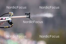 14.01.2023, Ruhpolding, Germany (GER): Event Feature: rifle shoting smoke, Event Feature: - IBU World Cup Biathlon, relay women, Ruhpolding (GER). www.nordicfocus.com. © Manzoni/NordicFocus. Every downloaded picture is fee-liable.