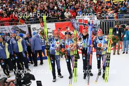 14.01.2023, Ruhpolding, Germany (GER): Denise Herrmann-Wick (GER), Anna Weidel (GER), Vanessa Voigt (GER), Sophia Schneider (GER), (l-r) - IBU World Cup Biathlon, relay women, Ruhpolding (GER). www.nordicfocus.com. © Manzoni/NordicFocus. Every downloaded picture is fee-liable.