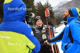 10.01.2023, Ruhpolding, Germany (GER): Dorothea Wierer (ITA), Giulio Gasparin (ITA), IBU TV, (l-r) - IBU World Cup Biathlon, training, Ruhpolding (GER). www.nordicfocus.com. © Manzoni/NordicFocus. Every downloaded picture is fee-liable.