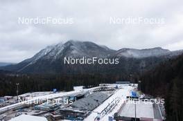 10.01.2023, Ruhpolding, Germany (GER): Event Feature: Overview over the stadium with the shooting range - IBU World Cup Biathlon, training, Ruhpolding (GER). www.nordicfocus.com. © Manzoni/NordicFocus. Every downloaded picture is fee-liable.