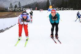 10.01.2023, Ruhpolding, Germany (GER): Lena Haecki Gross (SUI), Amy Baserga (SUI), (l-r) - IBU World Cup Biathlon, training, Ruhpolding (GER). www.nordicfocus.com. © Manzoni/NordicFocus. Every downloaded picture is fee-liable.