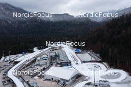 10.01.2023, Ruhpolding, Germany (GER): Event Feature: Overview over the stadium with the shooting range and the penalty loop - IBU World Cup Biathlon, training, Ruhpolding (GER). www.nordicfocus.com. © Manzoni/NordicFocus. Every downloaded picture is fee-liable.