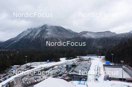 10.01.2023, Ruhpolding, Germany (GER): Event Feature: Overview over the stadium with the shooting range - IBU World Cup Biathlon, training, Ruhpolding (GER). www.nordicfocus.com. © Manzoni/NordicFocus. Every downloaded picture is fee-liable.