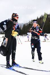 10.01.2023, Ruhpolding, Germany (GER): Vanessa Voigt (GER), Janina Hettich-Walz (GER), (l-r) - IBU World Cup Biathlon, training, Ruhpolding (GER). www.nordicfocus.com. © Manzoni/NordicFocus. Every downloaded picture is fee-liable.