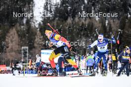 21.01.2023, Antholz, Italy (ITA): Florent Claude (BEL), Olli Hiidensalo (FIN), (l-r) - IBU World Cup Biathlon, pursuit men, Antholz (ITA). www.nordicfocus.com. © Manzoni/NordicFocus. Every downloaded picture is fee-liable.