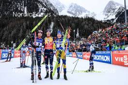 21.01.2023, Antholz, Italy (ITA): Sturla Holm Laegreid (NOR), Johannes Thingnes Boe (NOR), Martin Ponsiluoma (SWE), (l-r) - IBU World Cup Biathlon, pursuit men, Antholz (ITA). www.nordicfocus.com. © Manzoni/NordicFocus. Every downloaded picture is fee-liable.