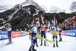 21.01.2023, Antholz, Italy (ITA): Vetle Sjaastad Christiansen (NOR), Johannes Dale (NOR), Johannes Thingnes Boe (NOR), Martin Ponsiluoma (SWE), (l-r) - IBU World Cup Biathlon, pursuit men, Antholz (ITA). www.nordicfocus.com. © Manzoni/NordicFocus. Every downloaded picture is fee-liable.