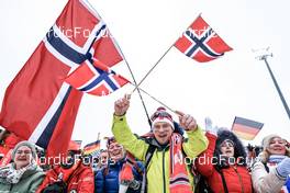 21.01.2023, Antholz, Italy (ITA): Event Feature: Norvegian fans with flags on the grandstand - IBU World Cup Biathlon, pursuit men, Antholz (ITA). www.nordicfocus.com. © Manzoni/NordicFocus. Every downloaded picture is fee-liable.