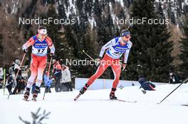 21.01.2023, Antholz, Italy (ITA): Christian Gow (CAN), Serafin Wiestner (SUI), (l-r) - IBU World Cup Biathlon, pursuit men, Antholz (ITA). www.nordicfocus.com. © Manzoni/NordicFocus. Every downloaded picture is fee-liable.